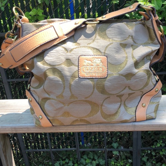 leather and material handbag - Picture 1 of 5